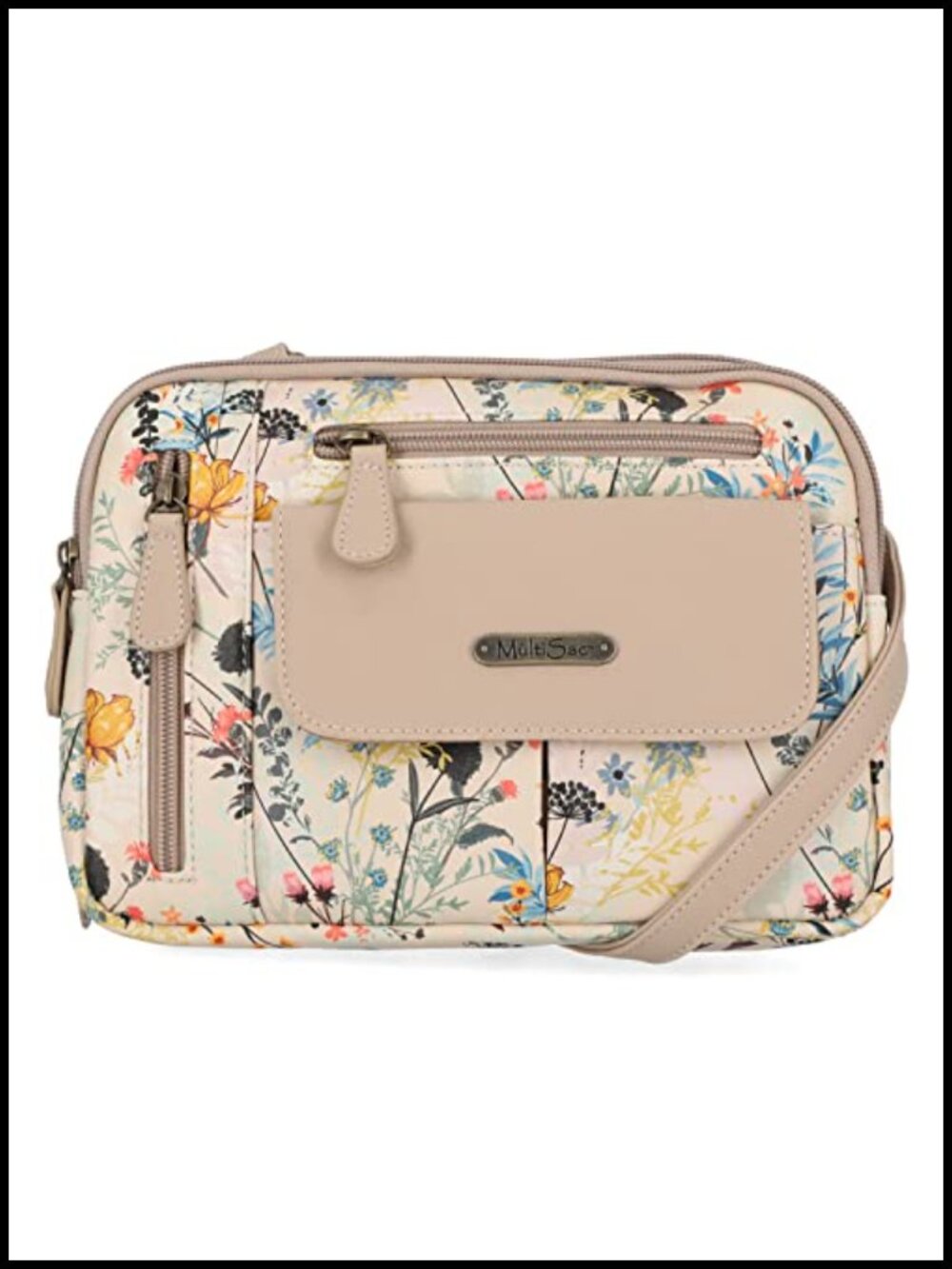 MultiSac Zippy Triple Compartment Crossbody Bag - Vegan Leather Floral